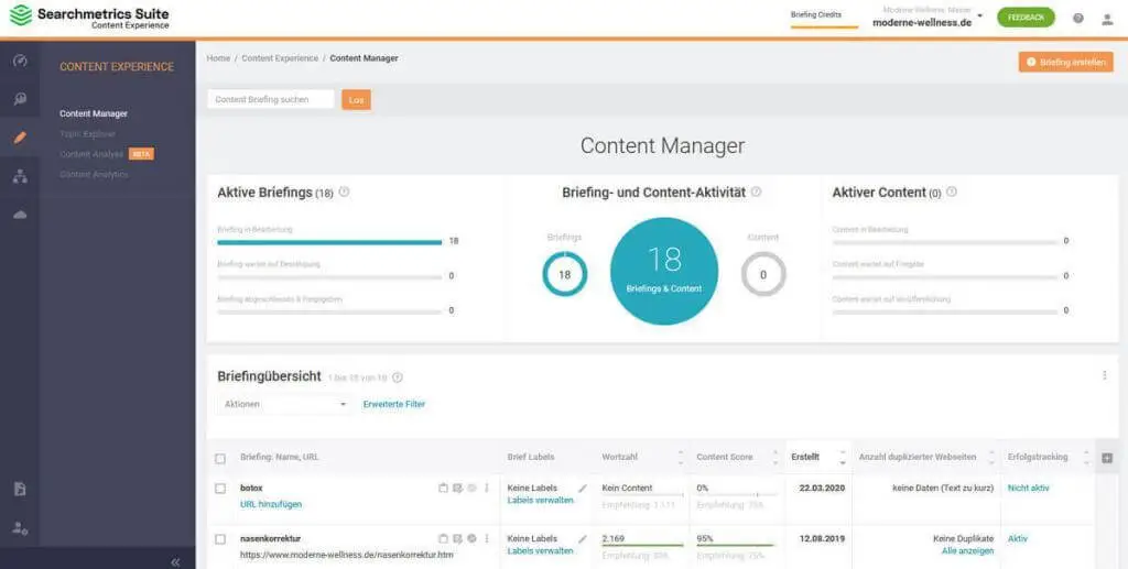 Searchmetrics Suite Content Experience